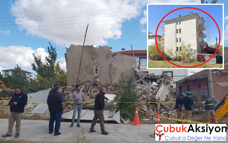 Çubuk’ta 4 katlı bina çöktü
